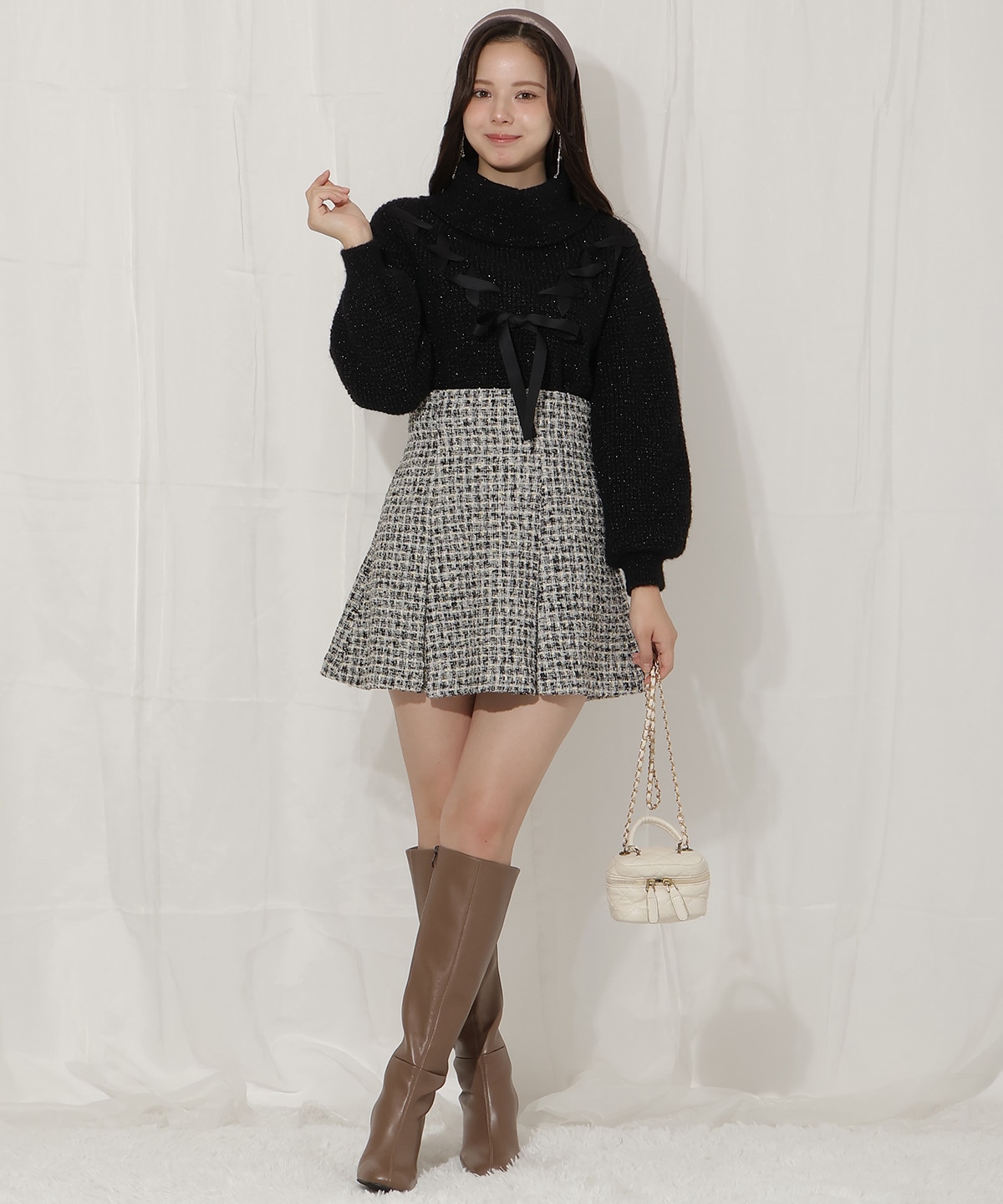 ラメツイードミニスカート