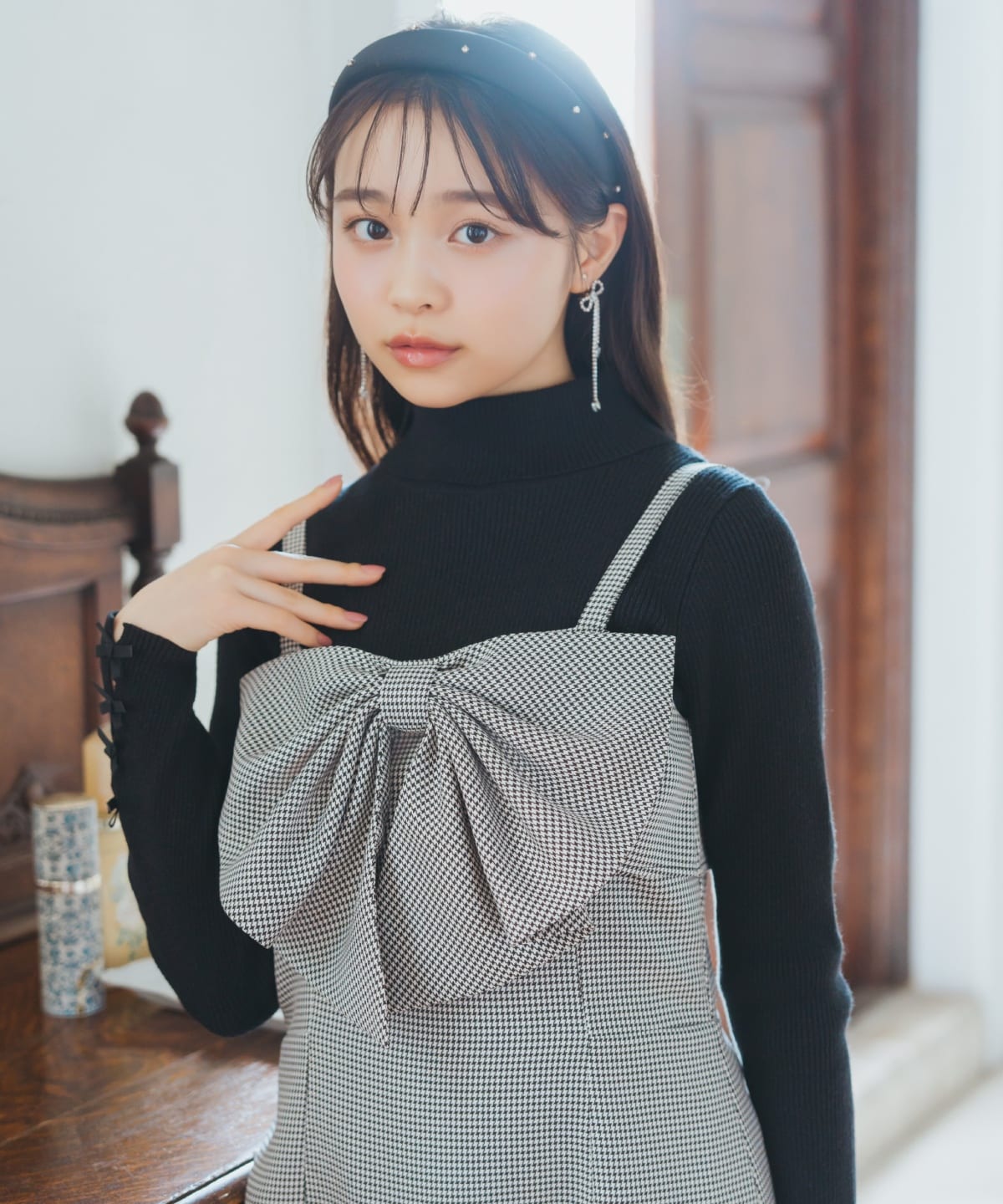 ドレープリボンIラインワンピース