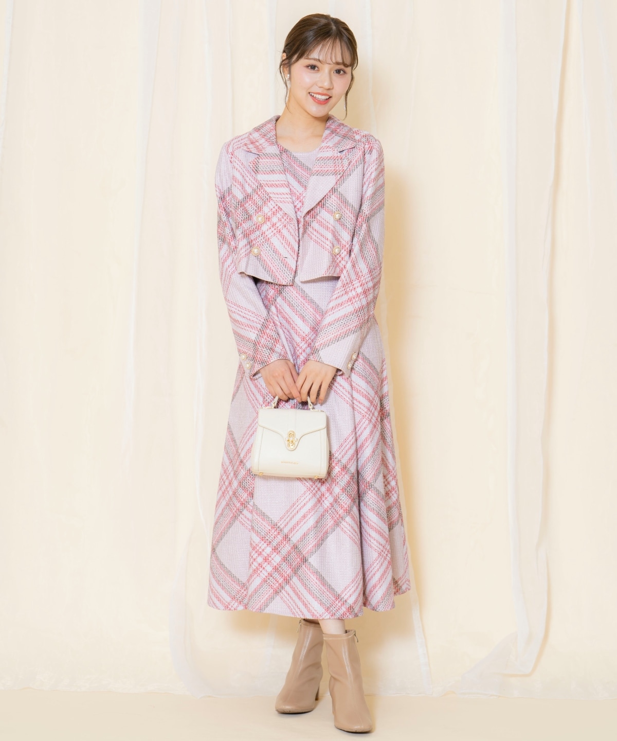 ツイードチェックショートジャケット