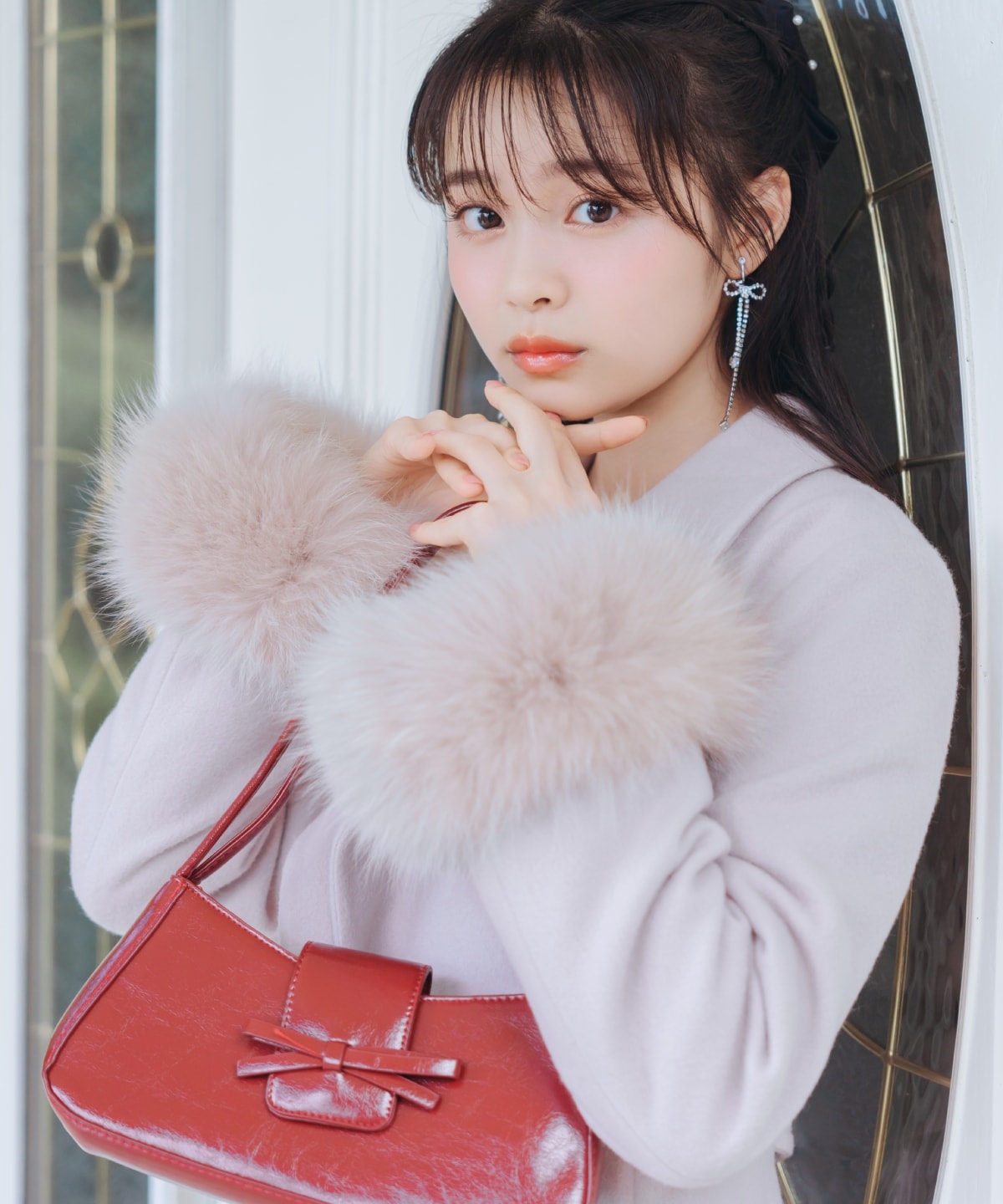 FOXファー付きウールコート