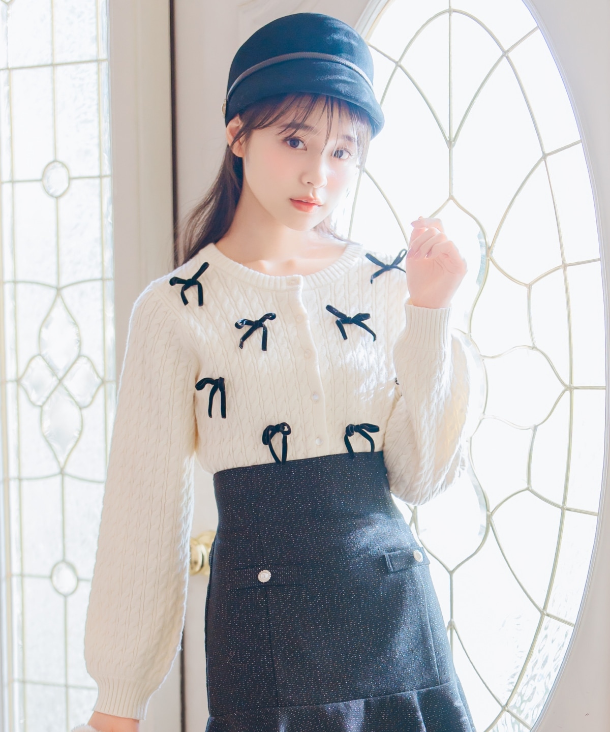 メニーリボンケーブルカーディガン