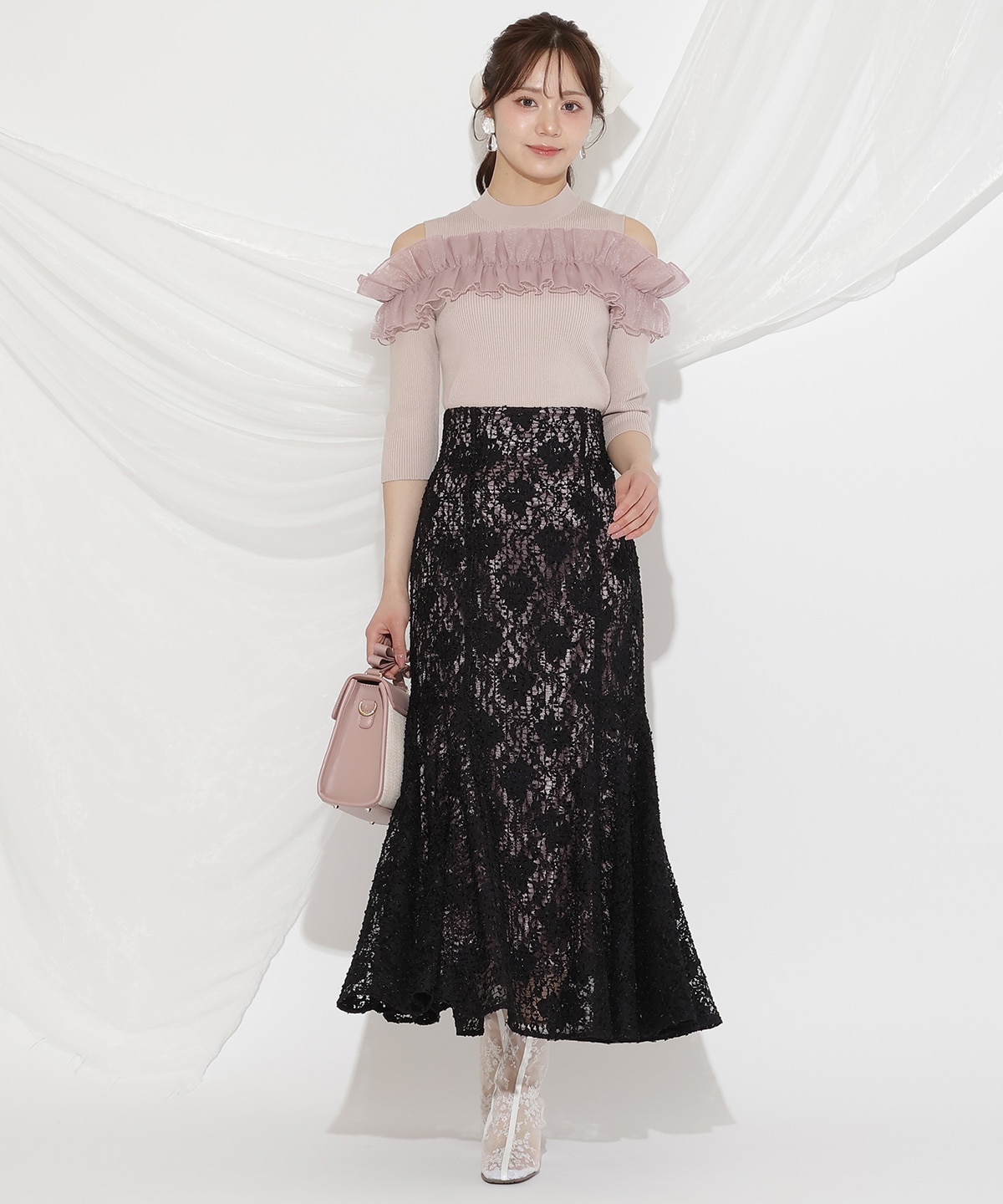 スパンコールレースマーメイドスカート