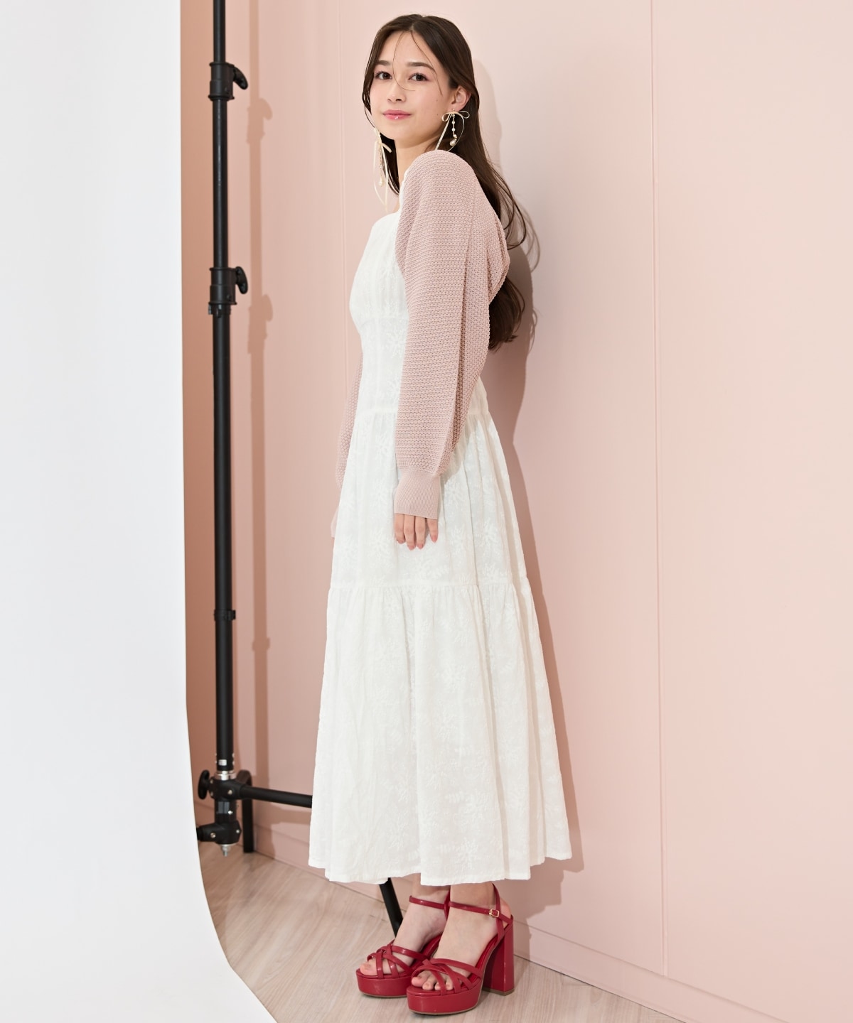 ショート丈柄編みボレロ