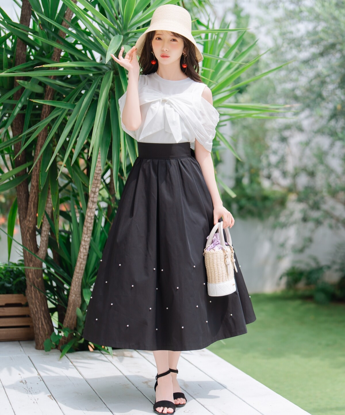 リボンレイヤードカットトップス