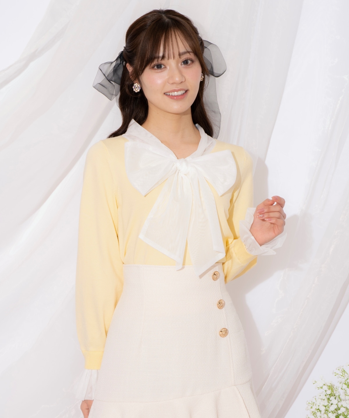 レイヤード風ボウタイニット