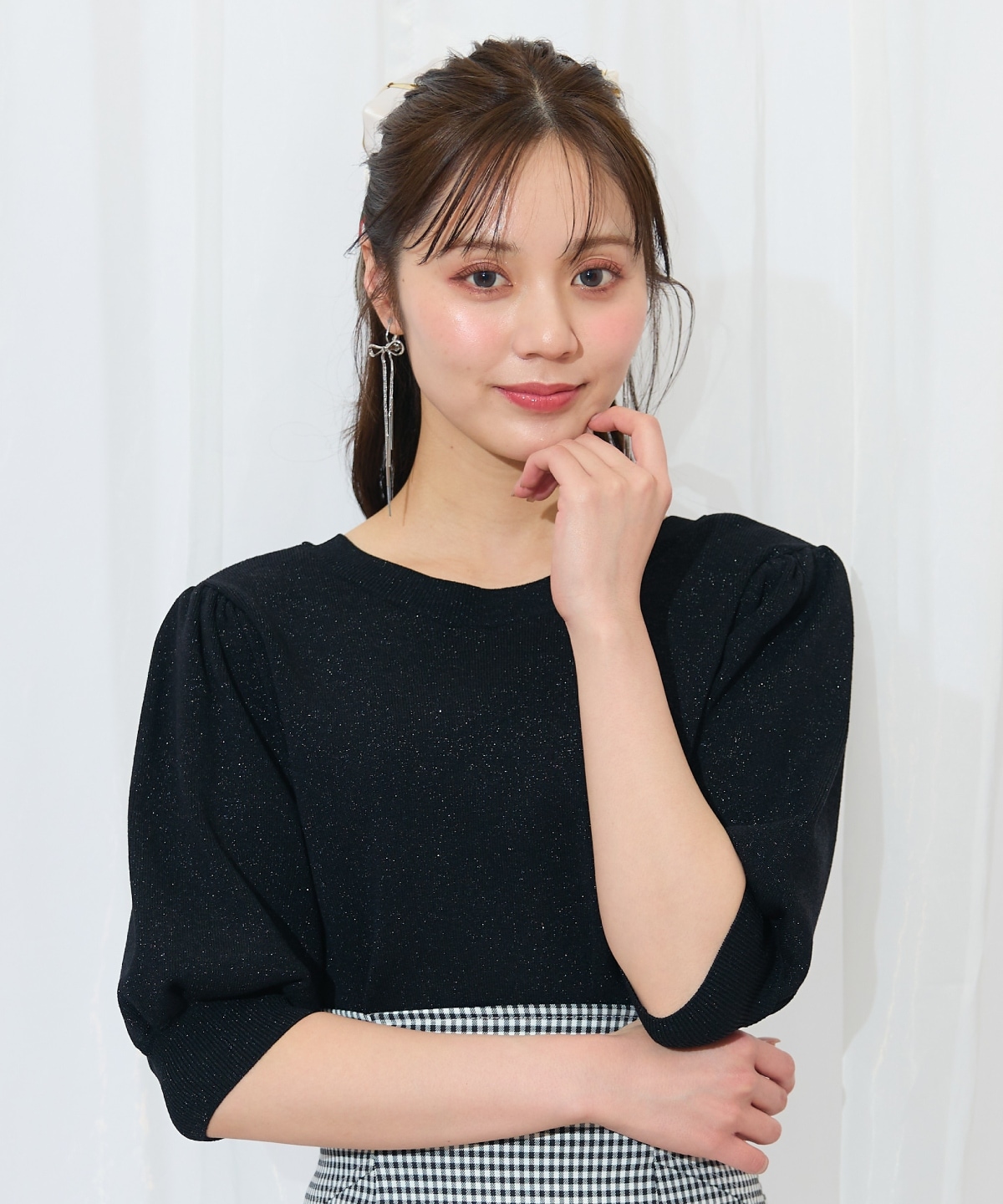 2WAYリボンラメニットプルオーバー