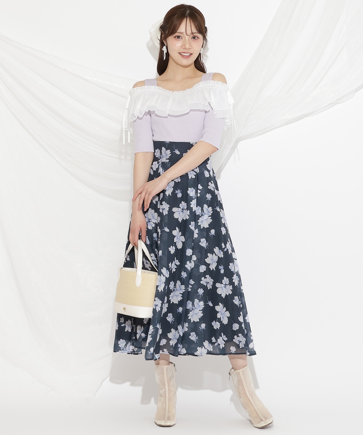 シアーボリュームフリルニットプルオーバー