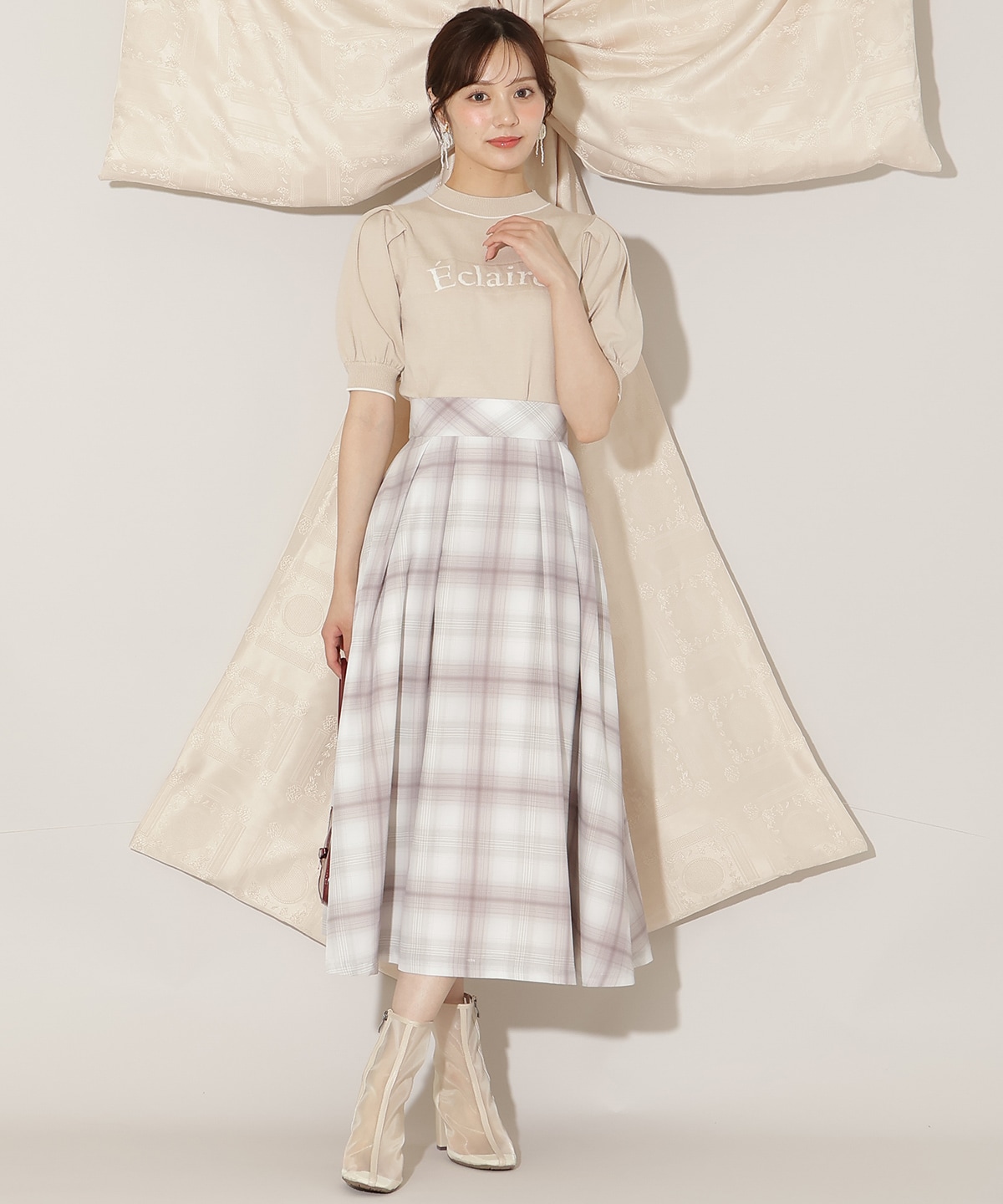 オリジナルチェックタックフレアスカート