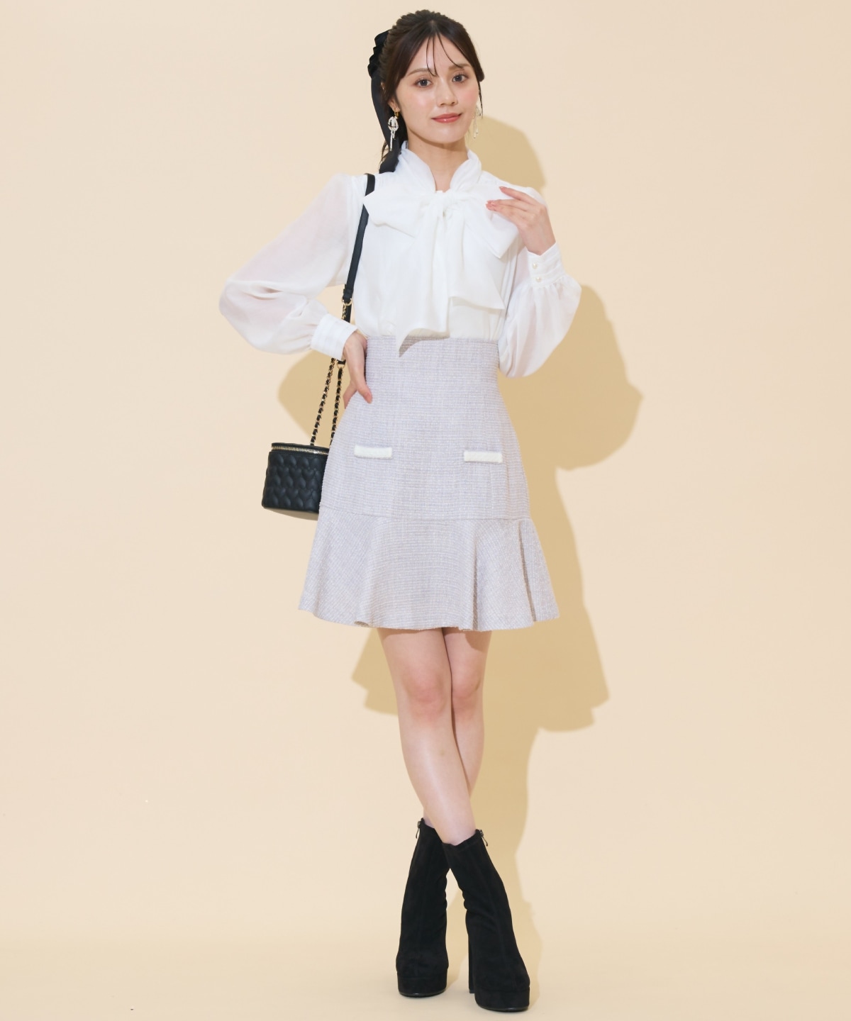 ブレードデザインツイードミニスカート