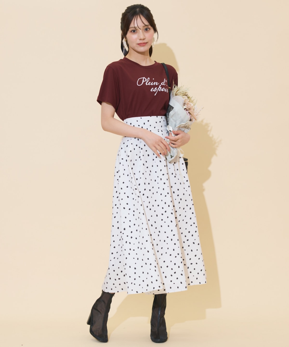 ダルメシアンプリントボリュームタックスカート