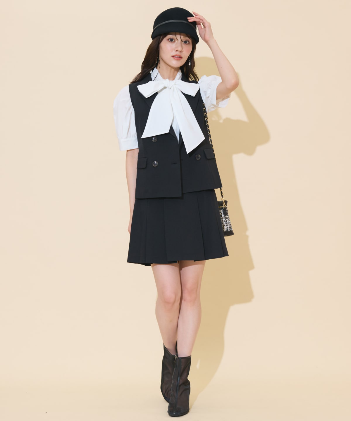 ハイウエストプリーツミニスカート