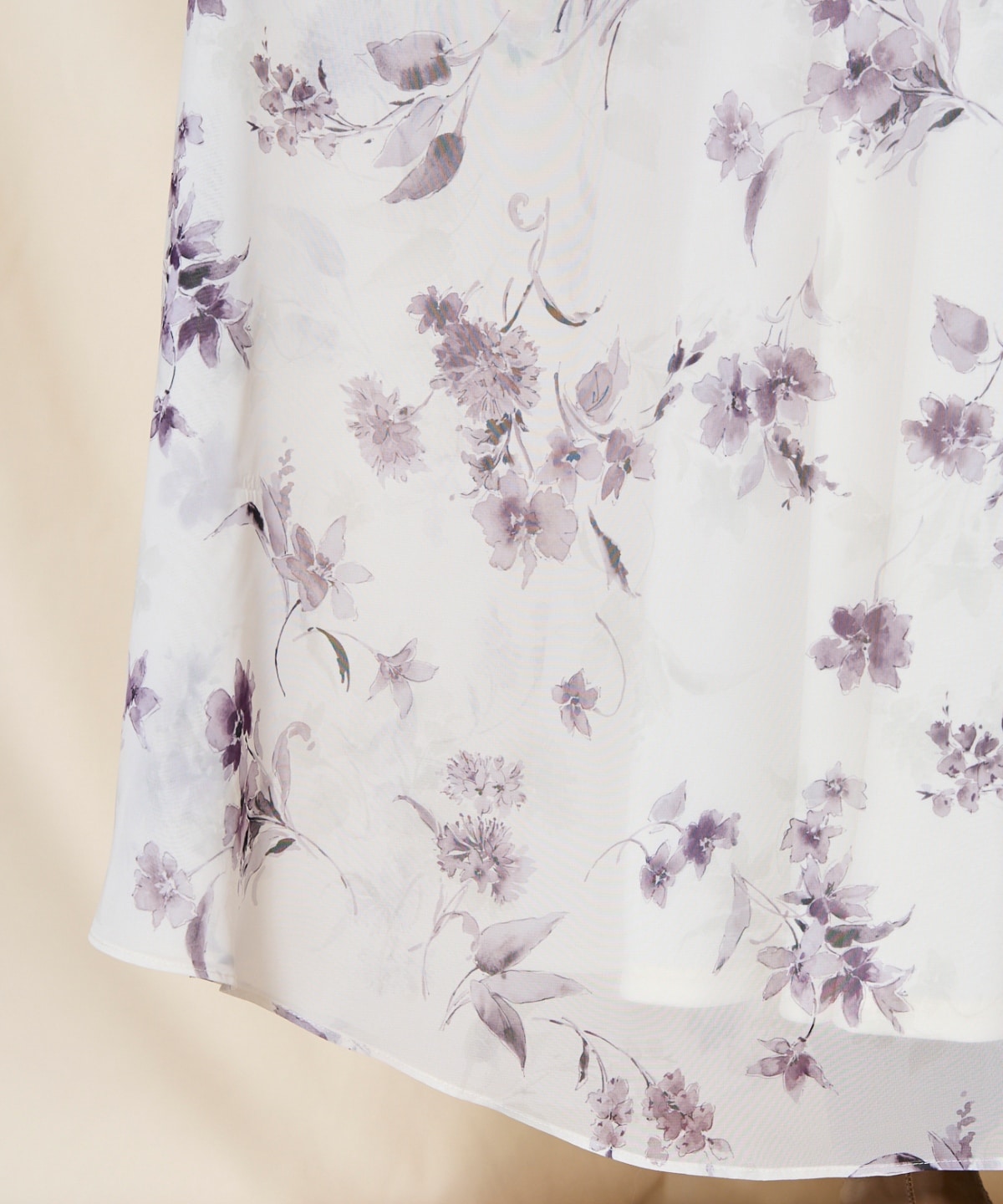 フラワープリントウエストシャーリングワンピース