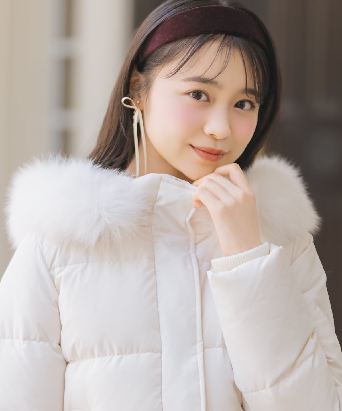 ファー付きショートダウン