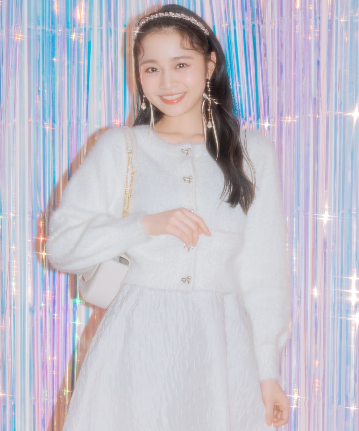 【1/1(thu)10時発売 New Year's Item】リボンボタンフェザーカーディガン