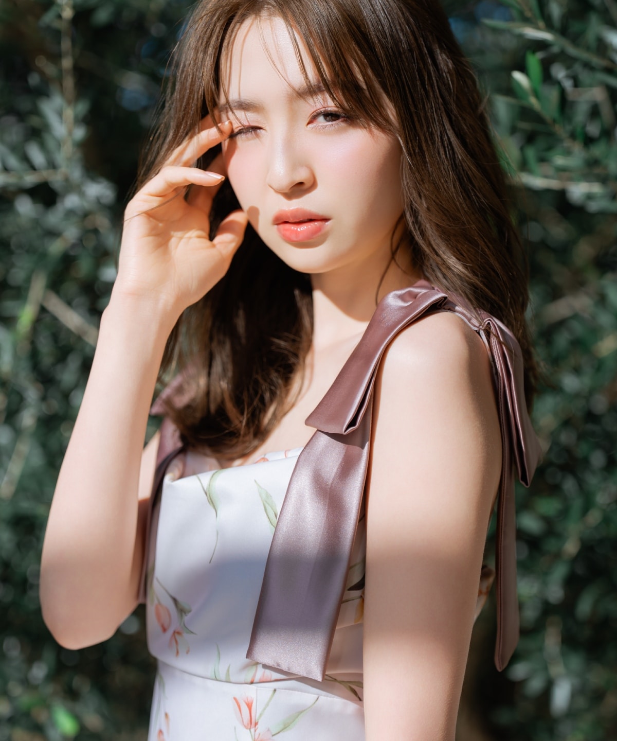 【再入荷】リボンショルダーチューリップフレアワンピース