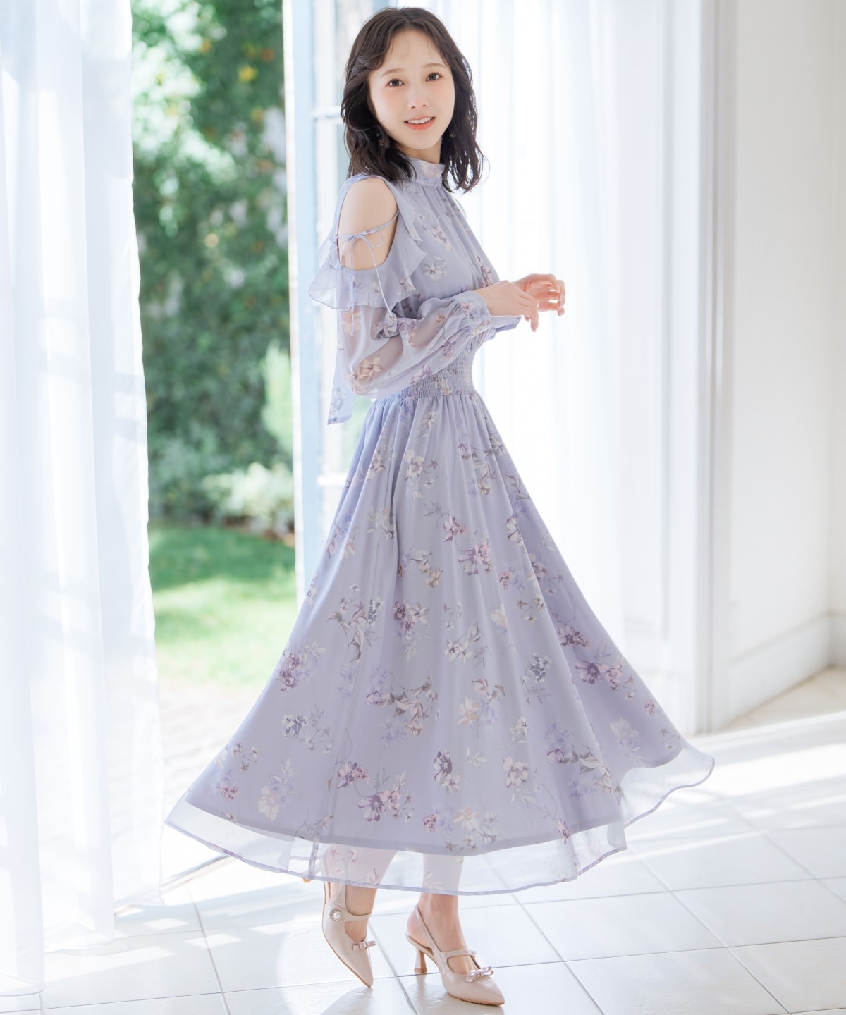 【2/27(fri)発売】フラワープリントフリルスリーブワンピース