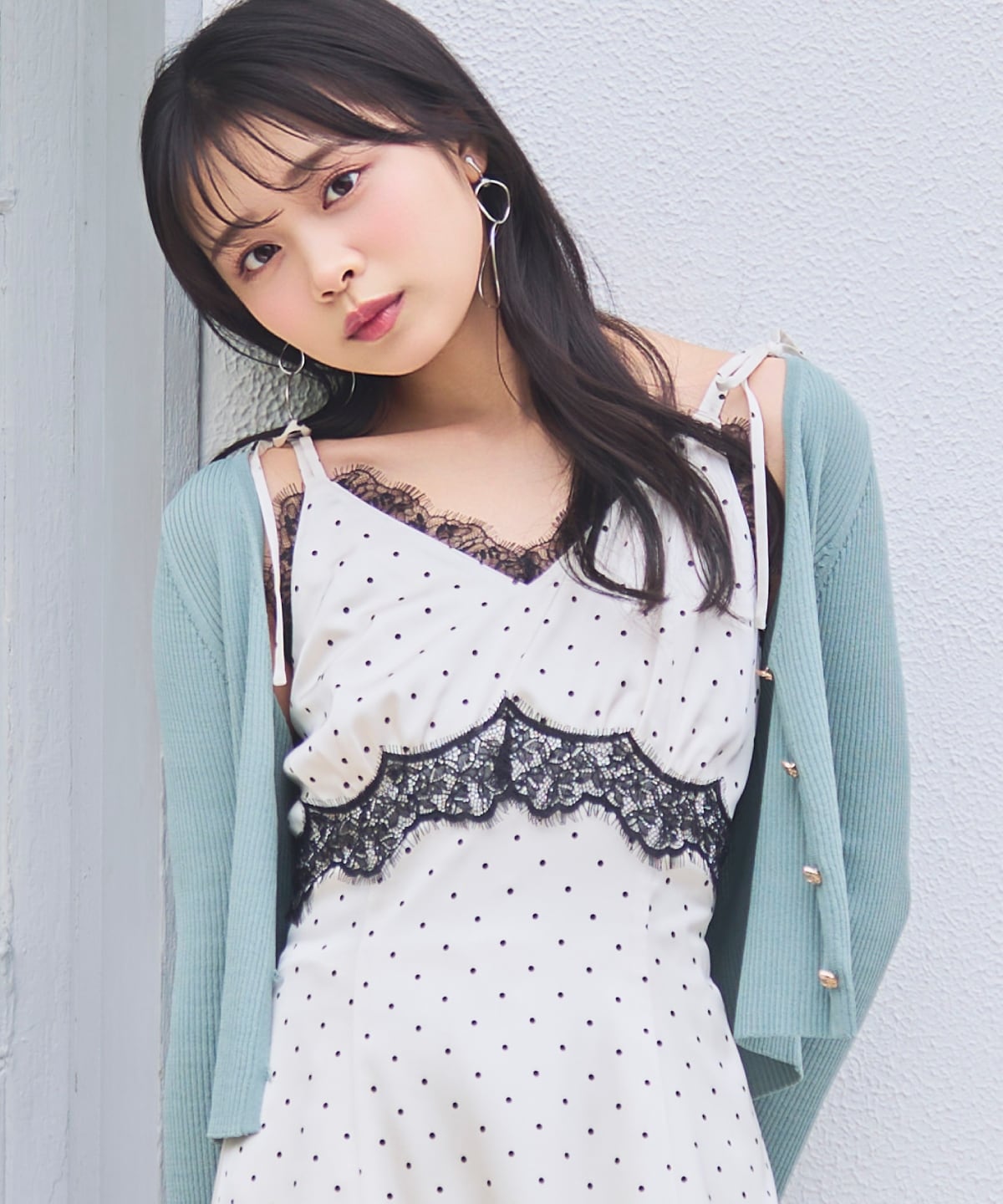 レーストリムキャミワンピース