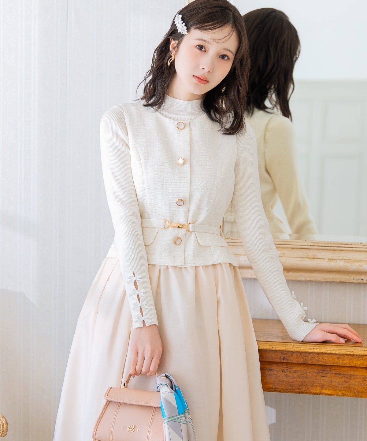 ツイードドッキングジレワンピース