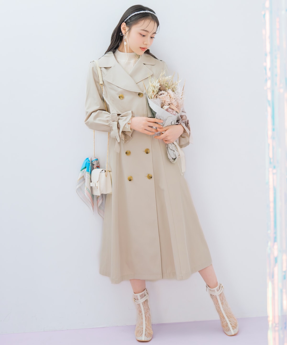 リボンスリーブ3WAYトレンチコート