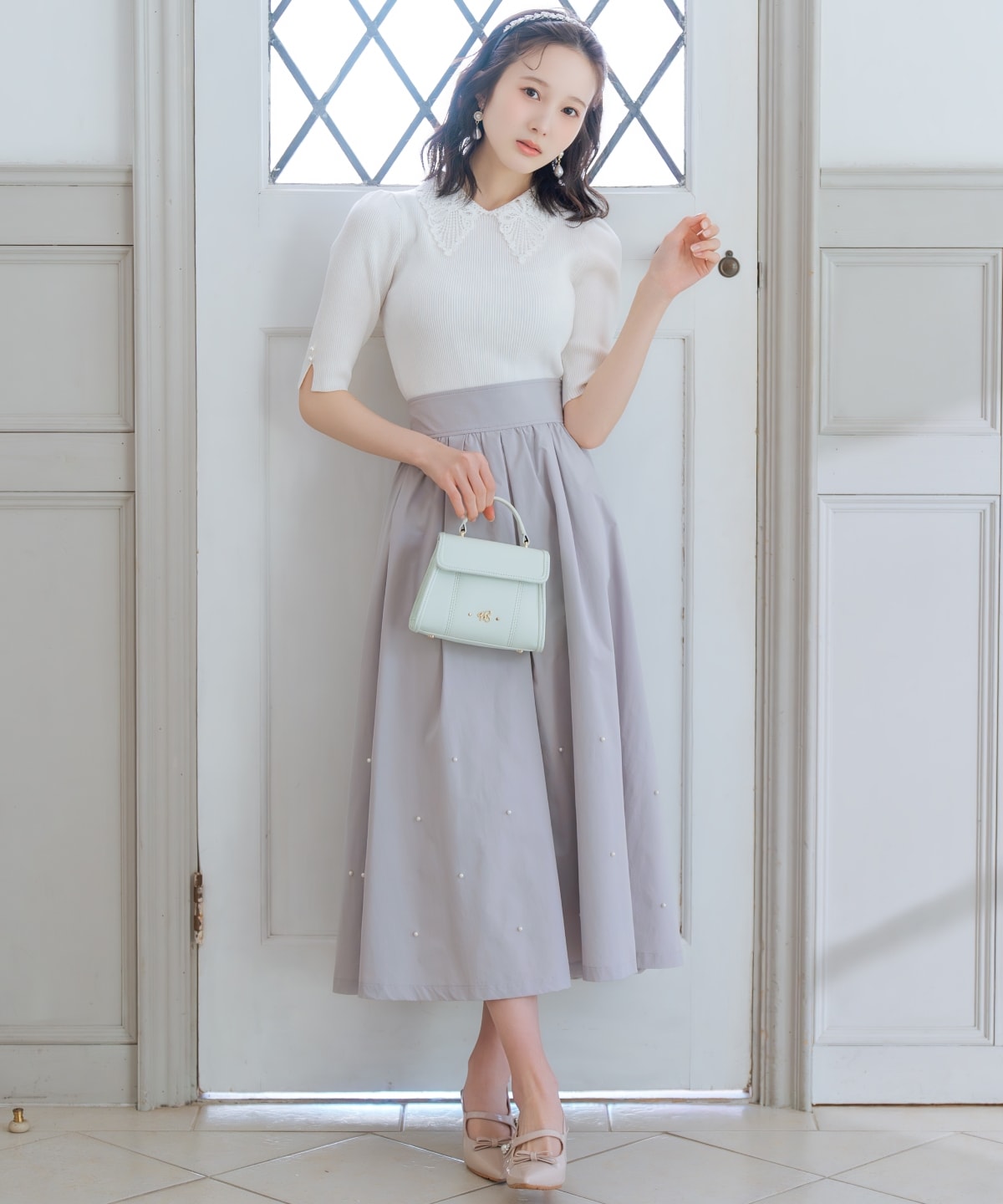 【2/27(fri)発売】リボンレースカラーリブニット