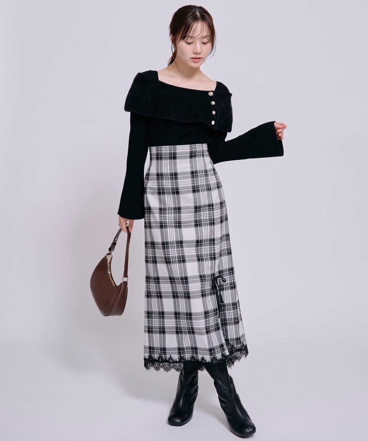 レースヘムIラインスリットスカート