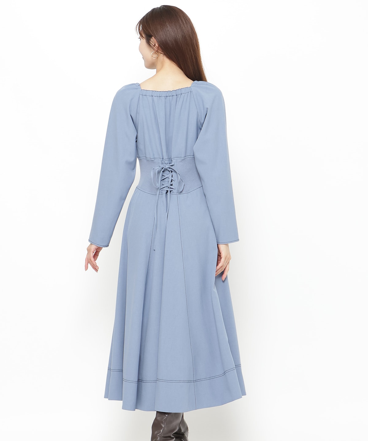 ウエストリブ配色ステッチワンピース(F オレンジ): And Couture｜公式  