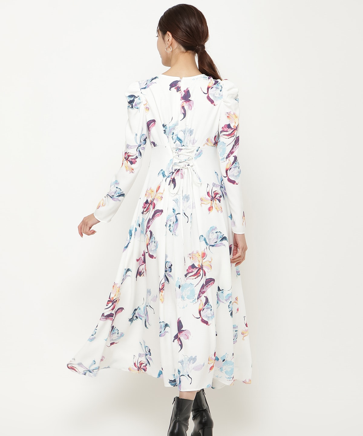 ウォーターフラワープリントワンピース