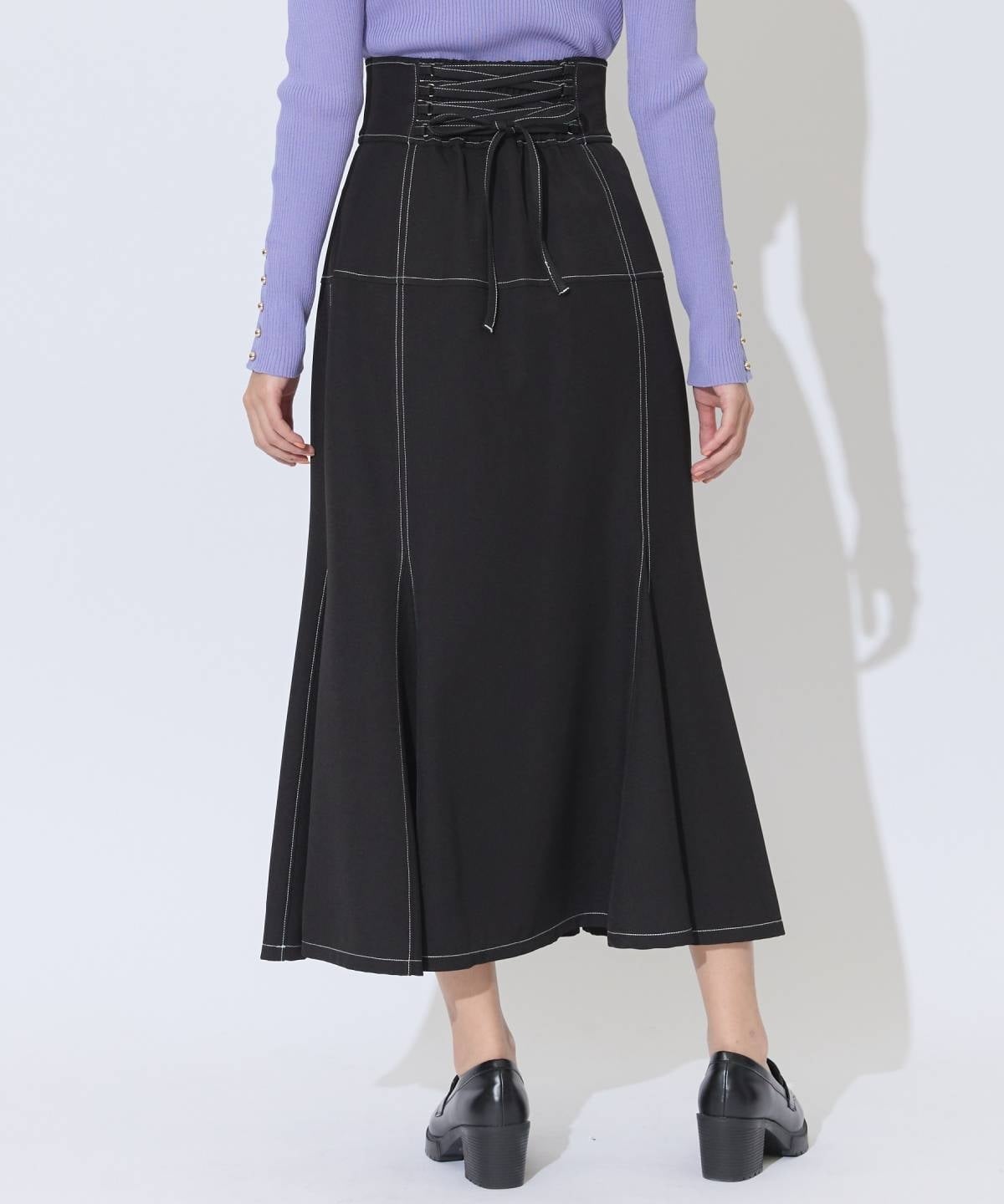 ハイウエストコルセットステッチスカート