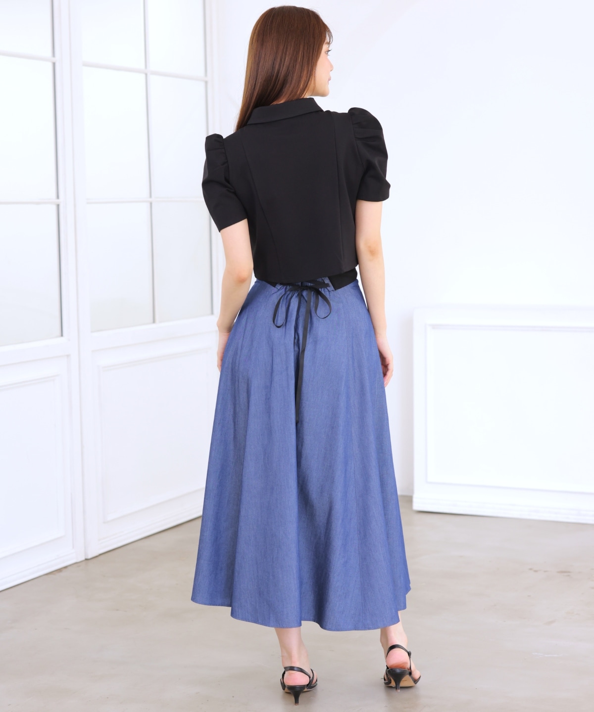 サイドリブシャンブレーデニムスカート