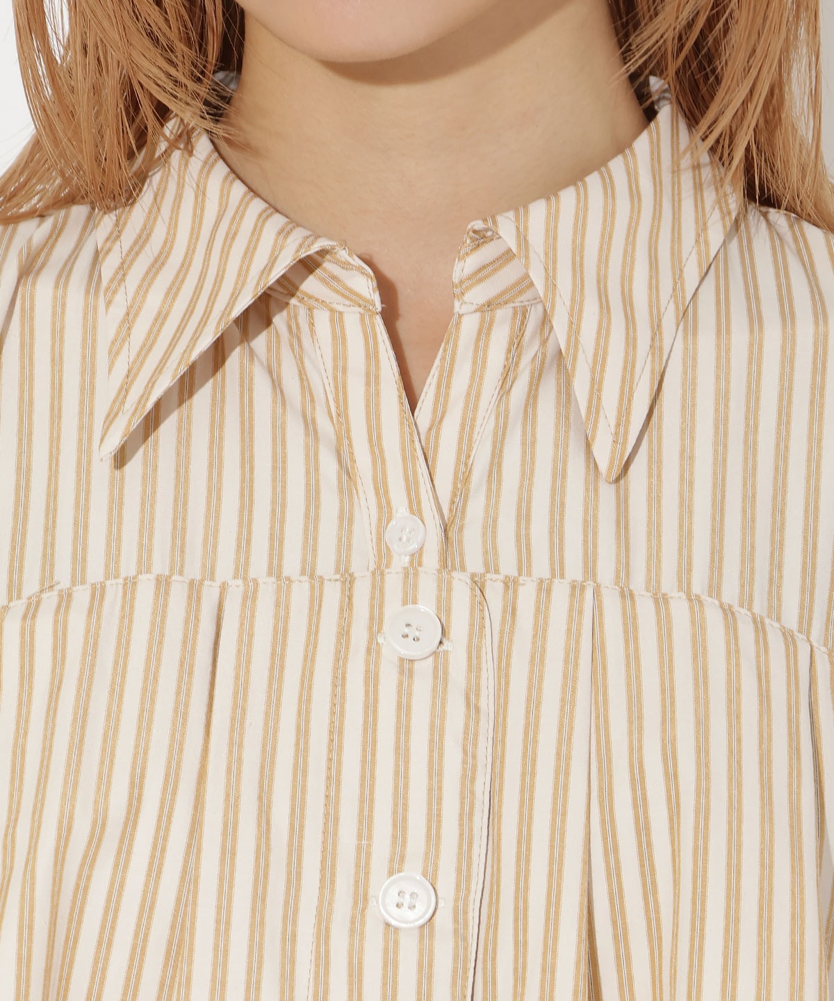 ビスチェ切替ストライプシャツワンピース