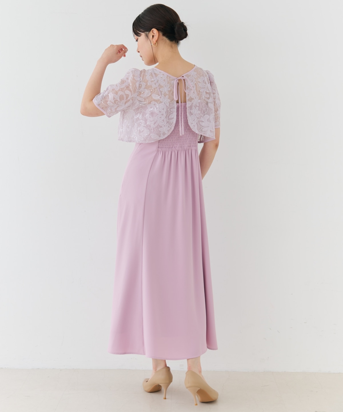 2WAYレースケープドレス