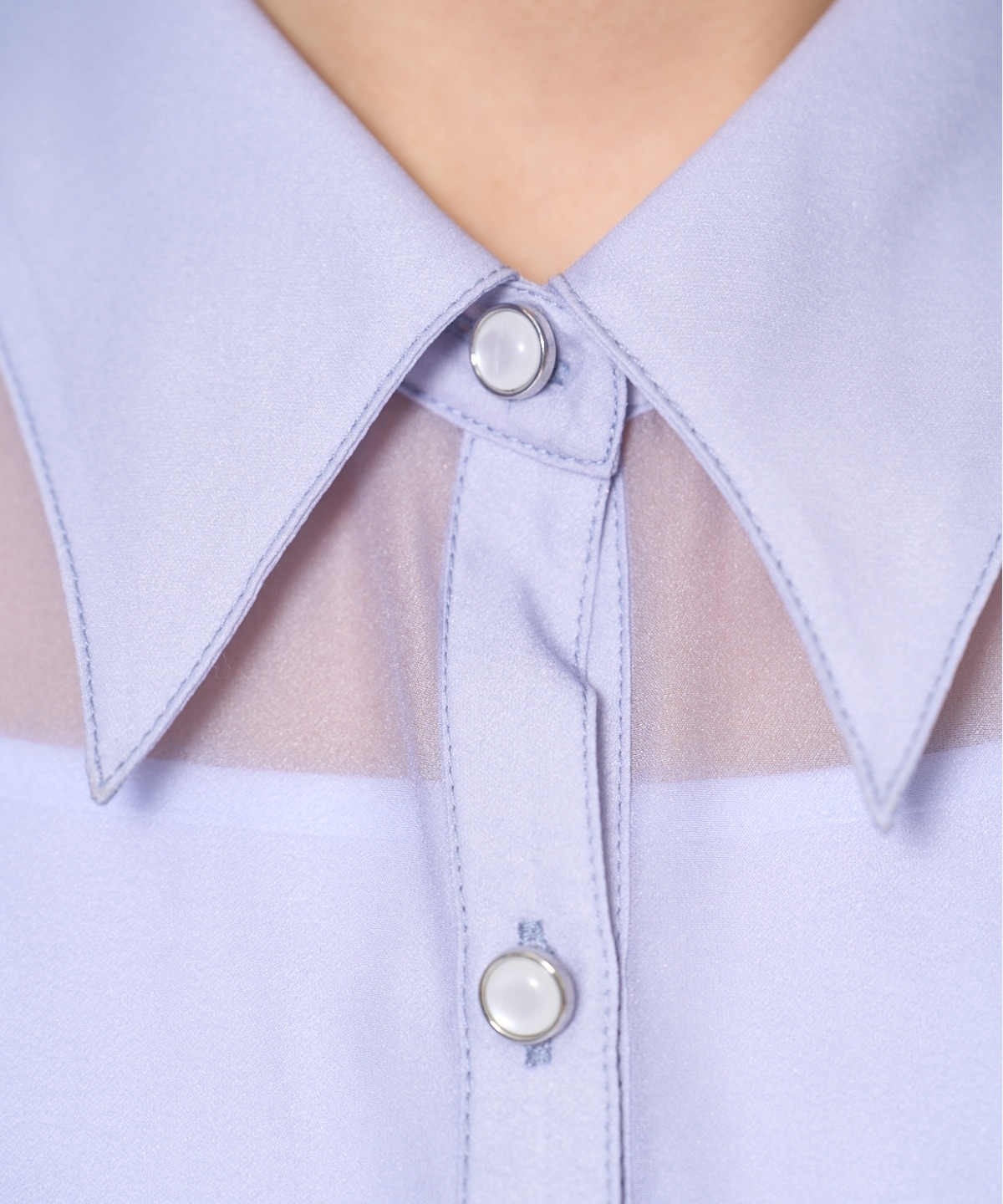 バタフライリボンシアー長袖ブラウス