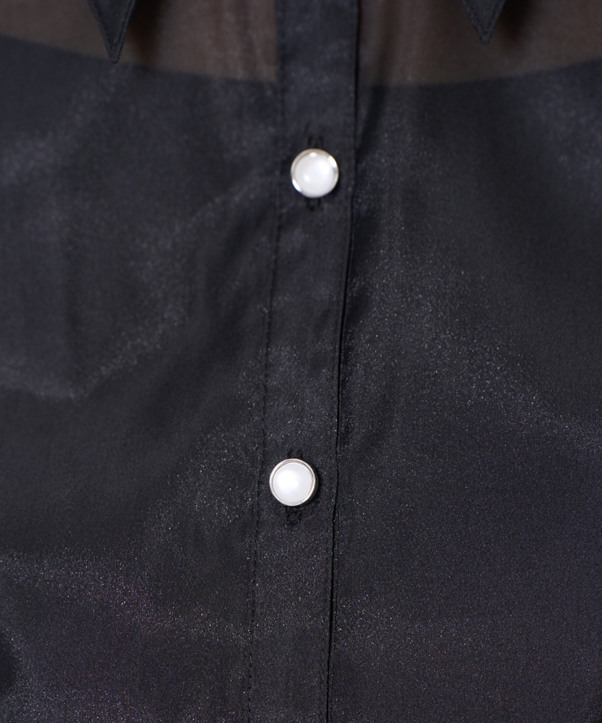 バタフライリボンシアー長袖ブラウス