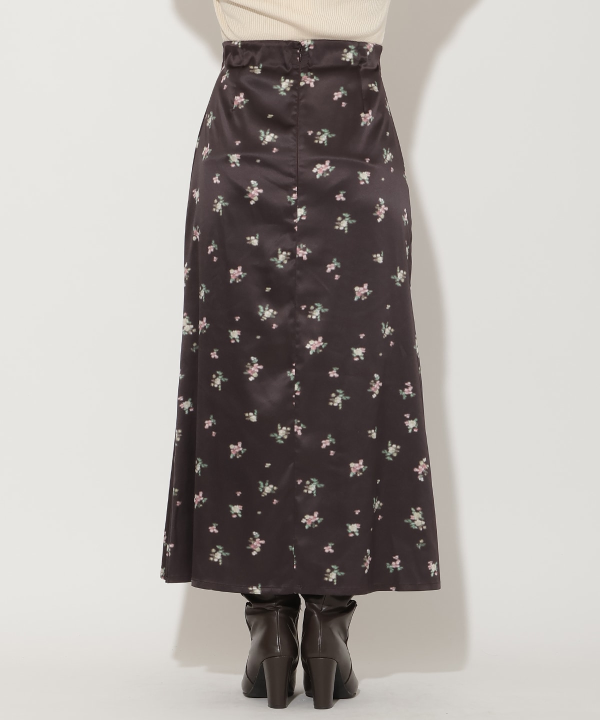 ブラーフラワープリントナロースカート