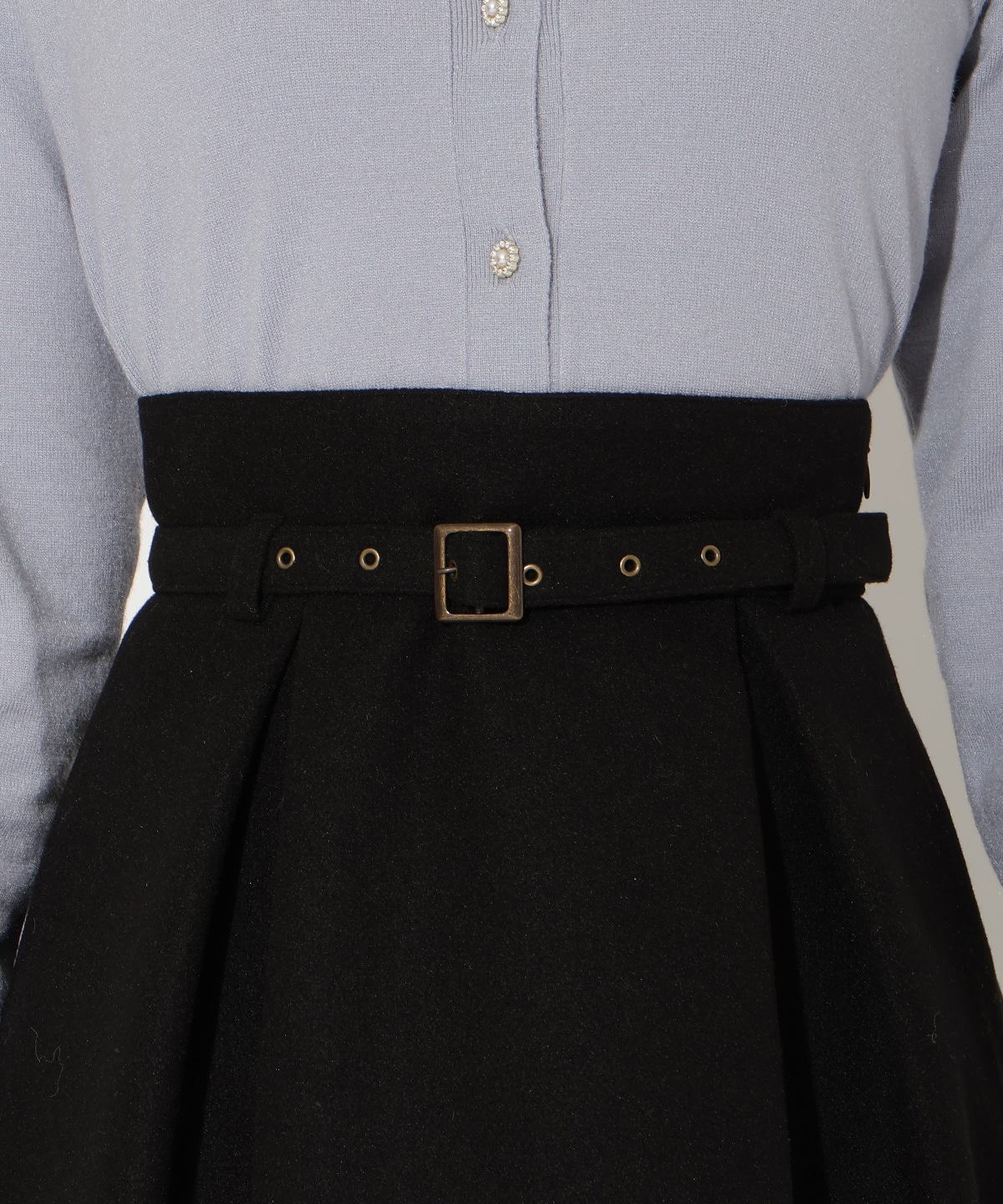 ベルト付きボックスミニスカート