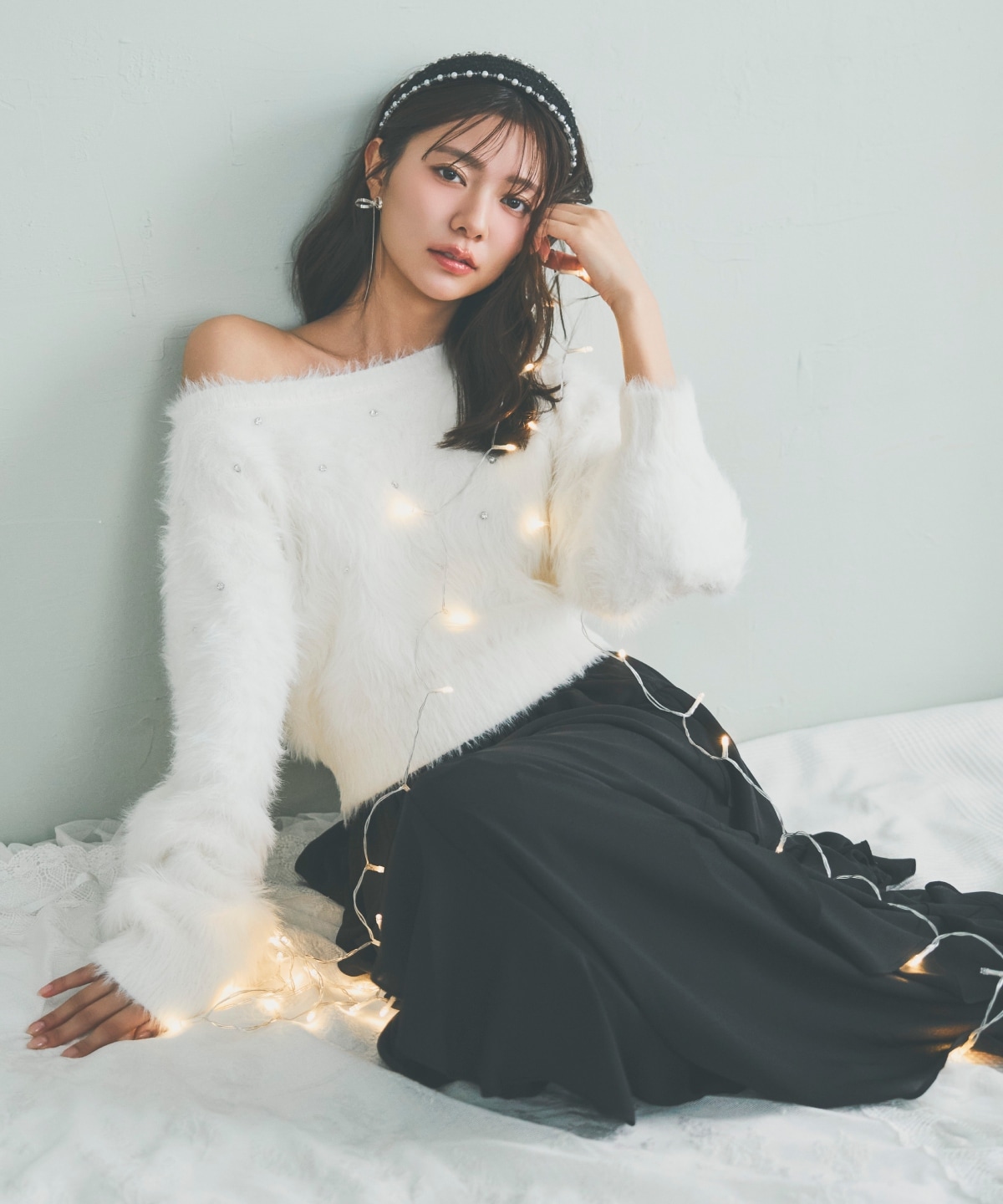 ラッフル切替フレアスカート