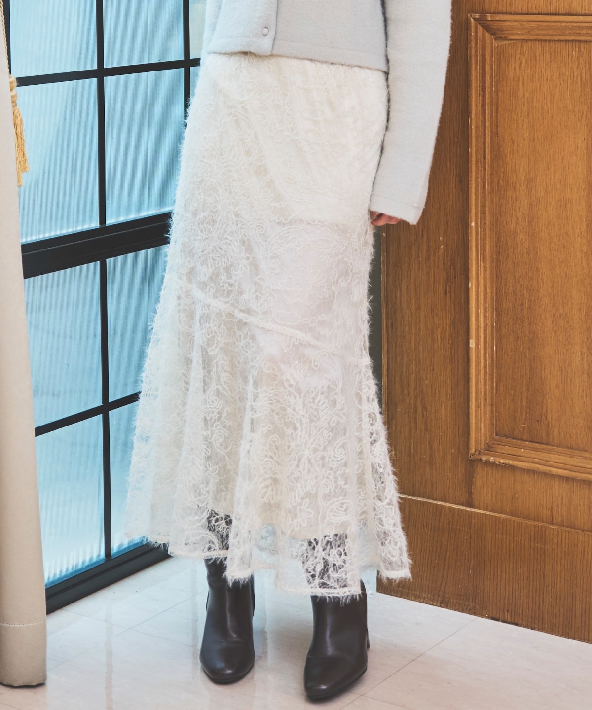 へアリーレースマーメイドスカート