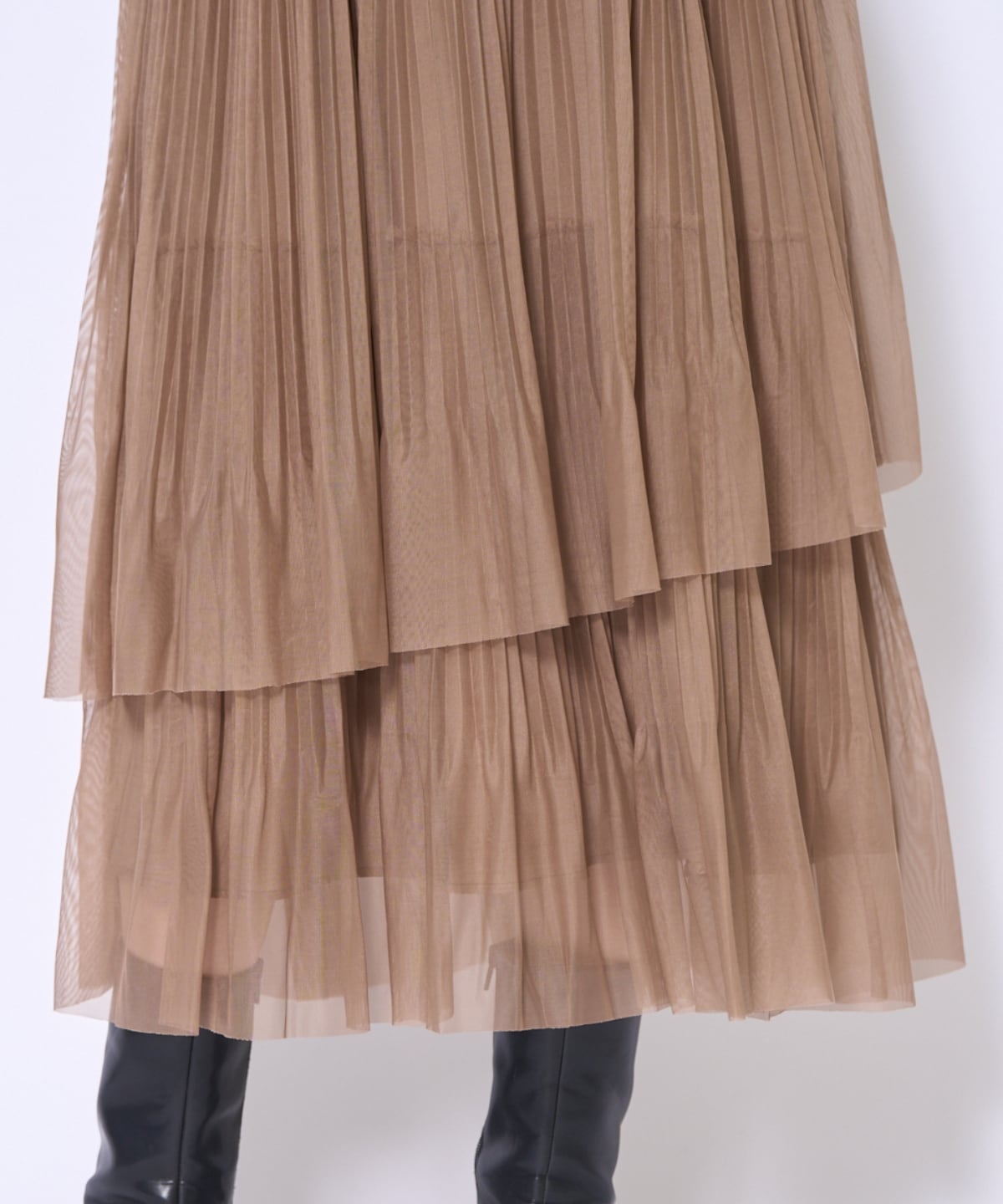 プリーツレイヤードワンピース