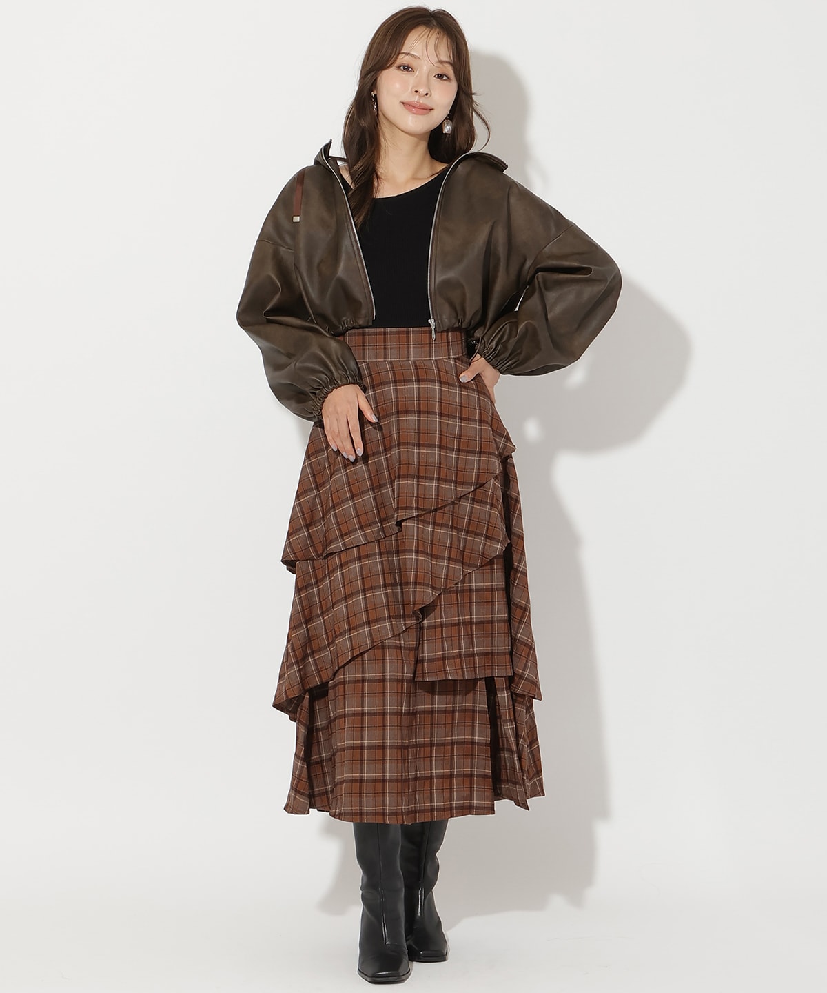 フェイクレザーブルゾン