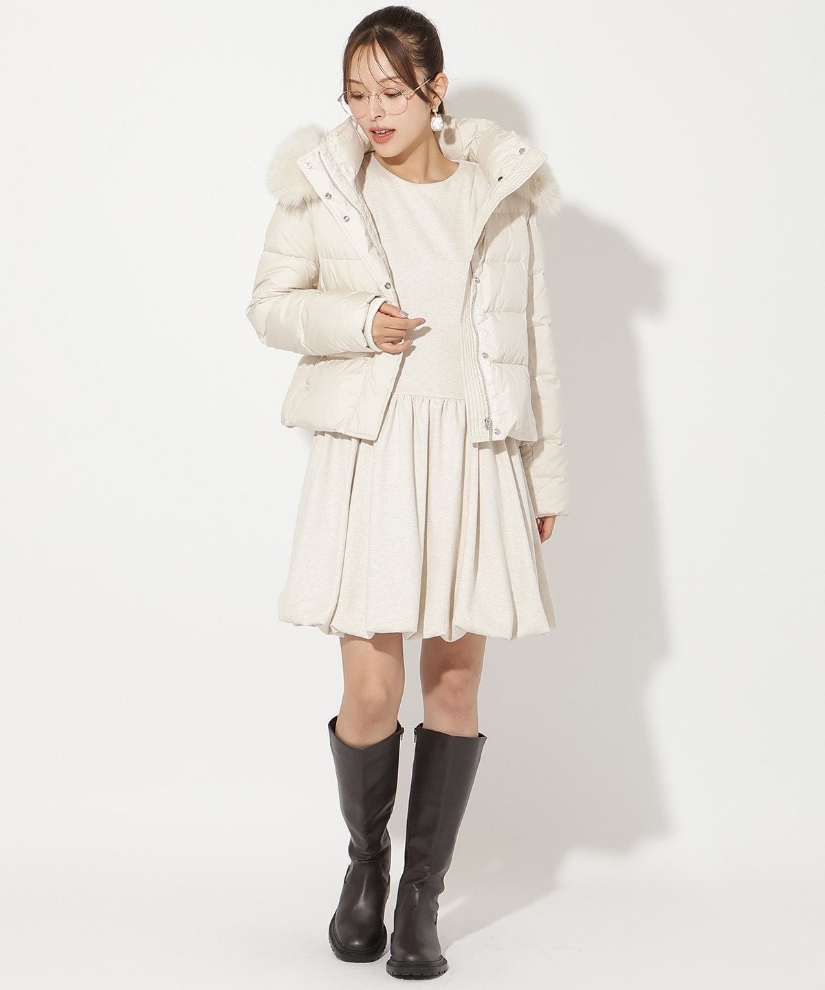 FOXファー付きショートダウン