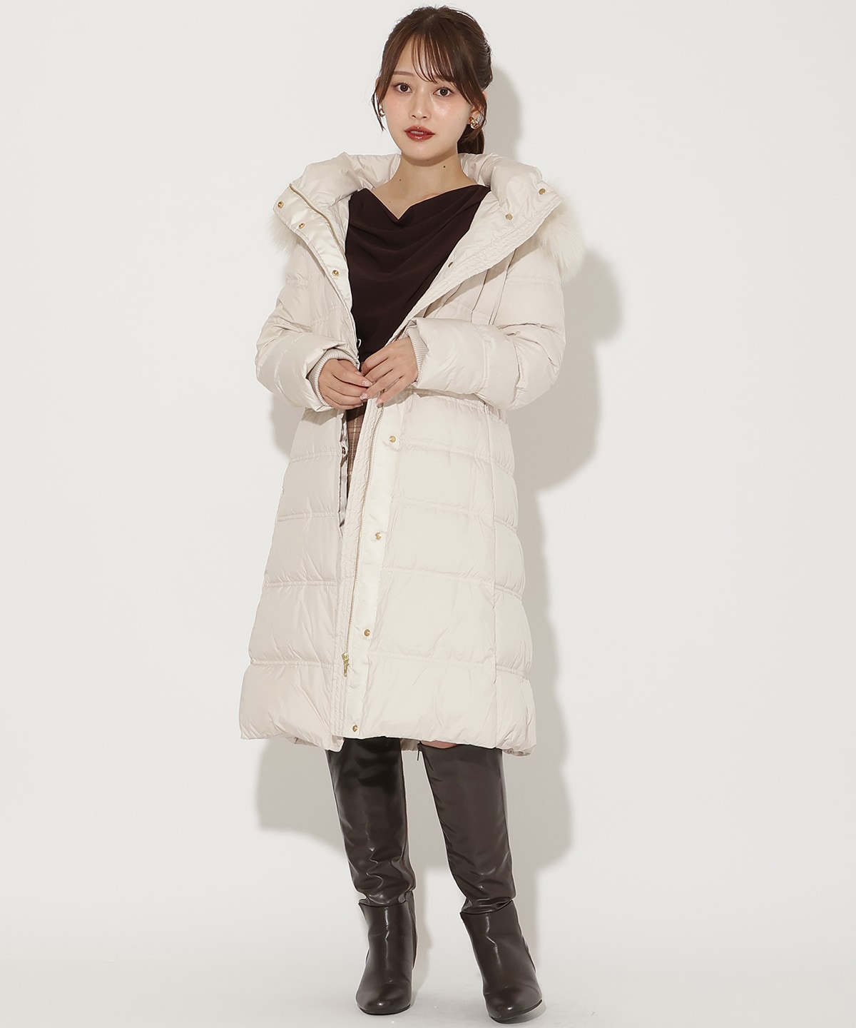 FOXファー付きミドルロングダウン