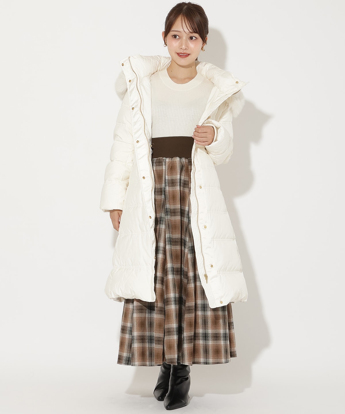 FOXファー付きミドルロングダウン