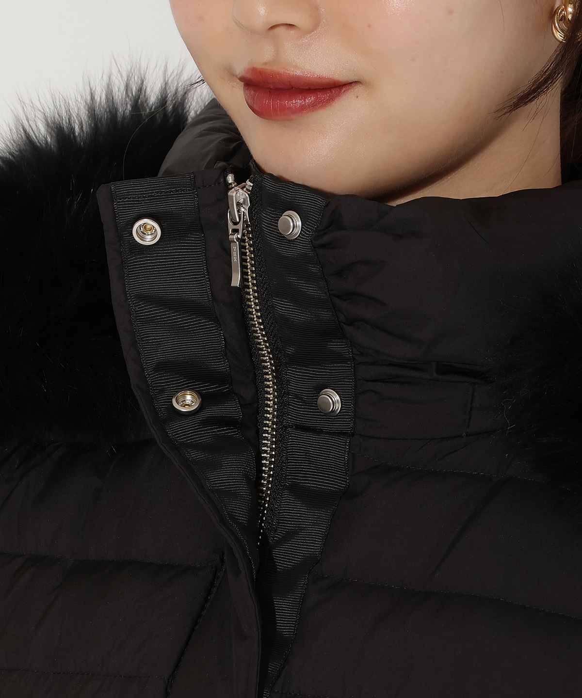 ベルト付きFOXファーミドル丈ダウン