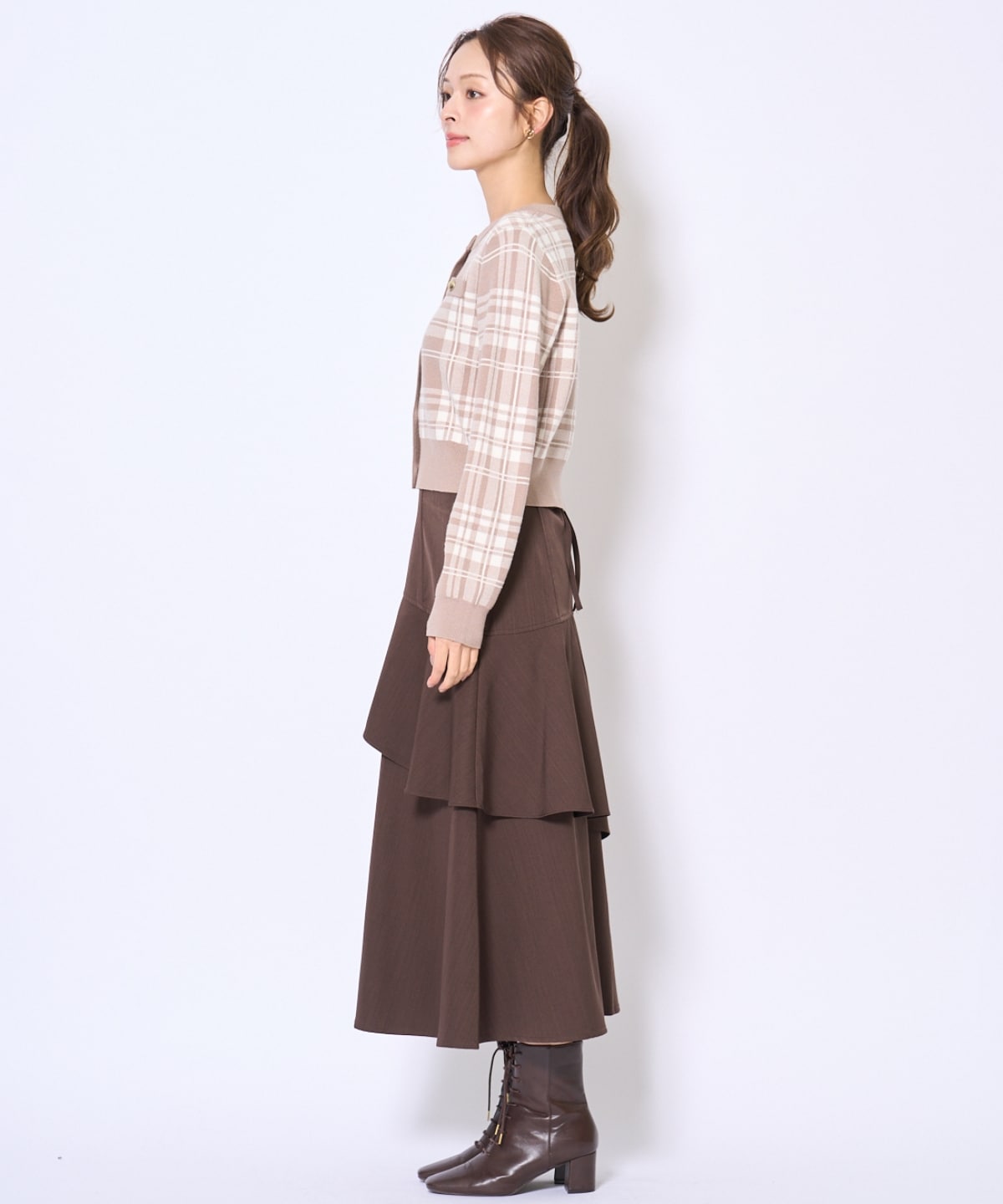 チェックジャガードニットカーディガン