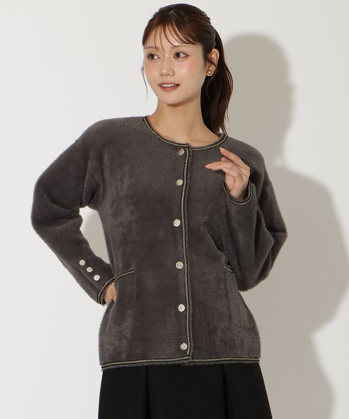 ダブルフェイスフェザーカーディガン