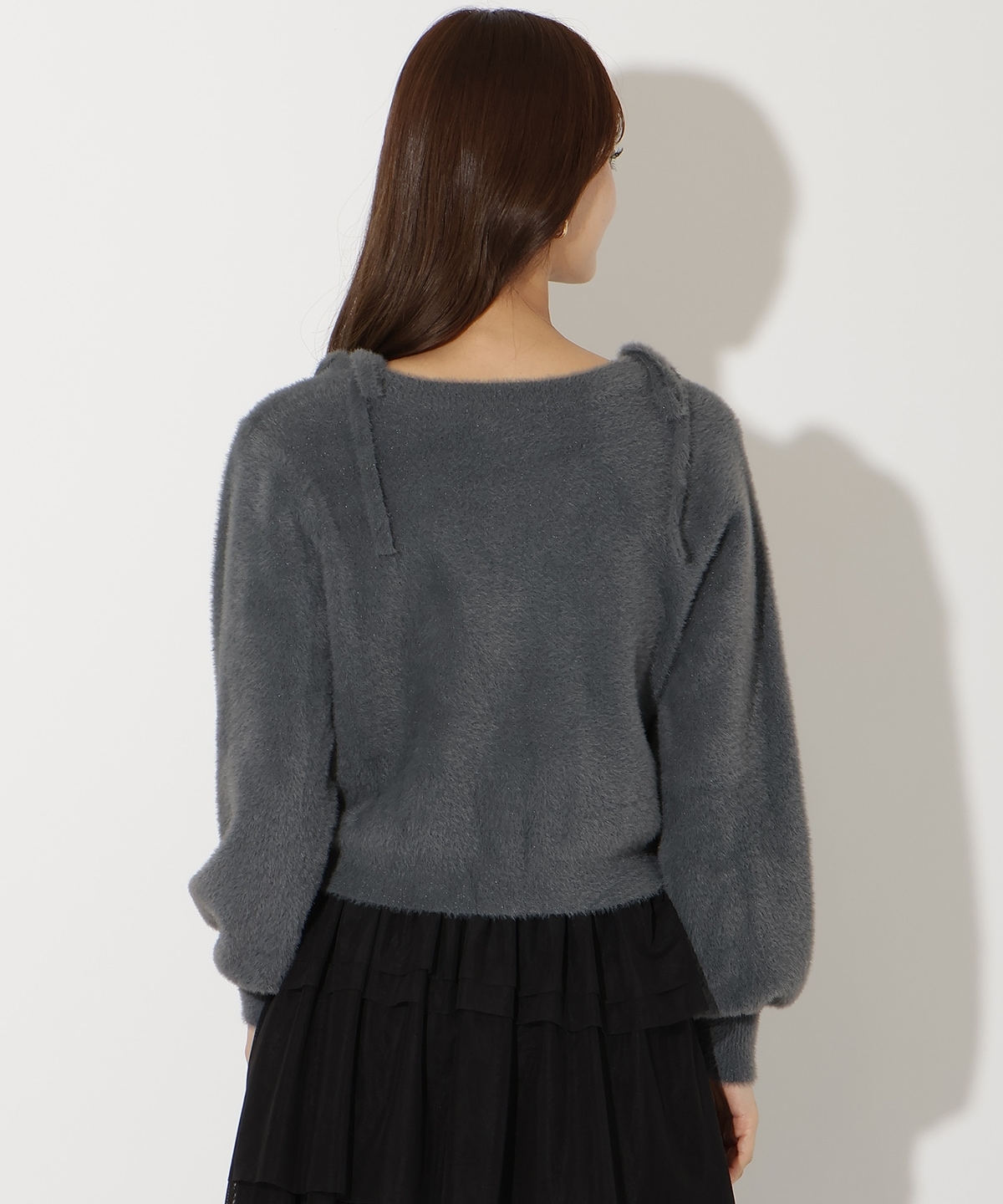 ラメフェザーショルダーリボンアンサンブル