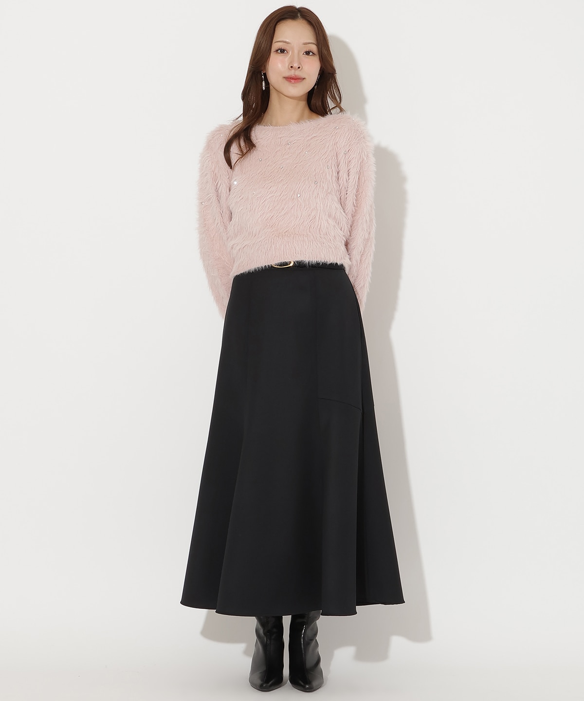 ビジューフェザーニットプルオーバー