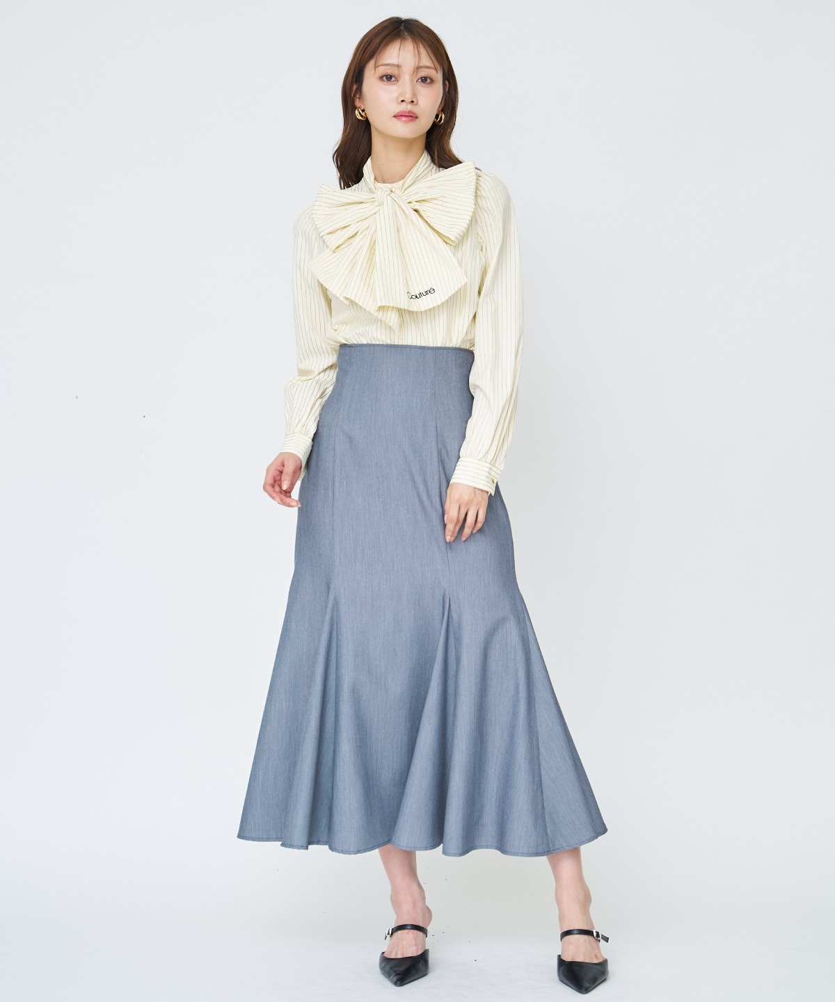 【先行予約受付中】バタフライリボンストライプブラウス