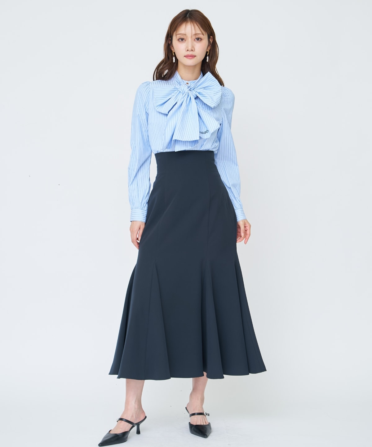 【先行予約受付中】バタフライリボンストライプブラウス