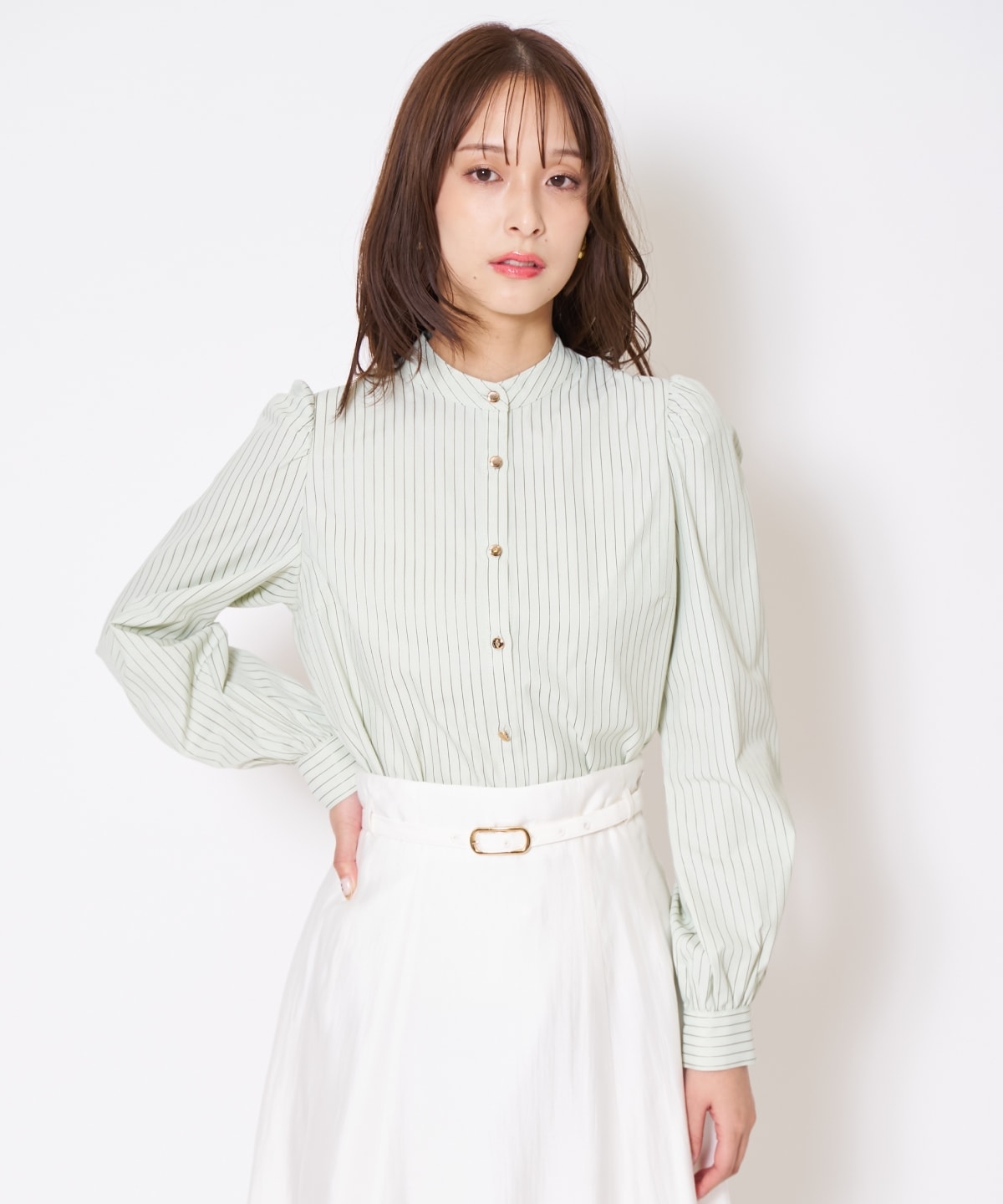 【先行予約受付中】バタフライリボンストライプブラウス